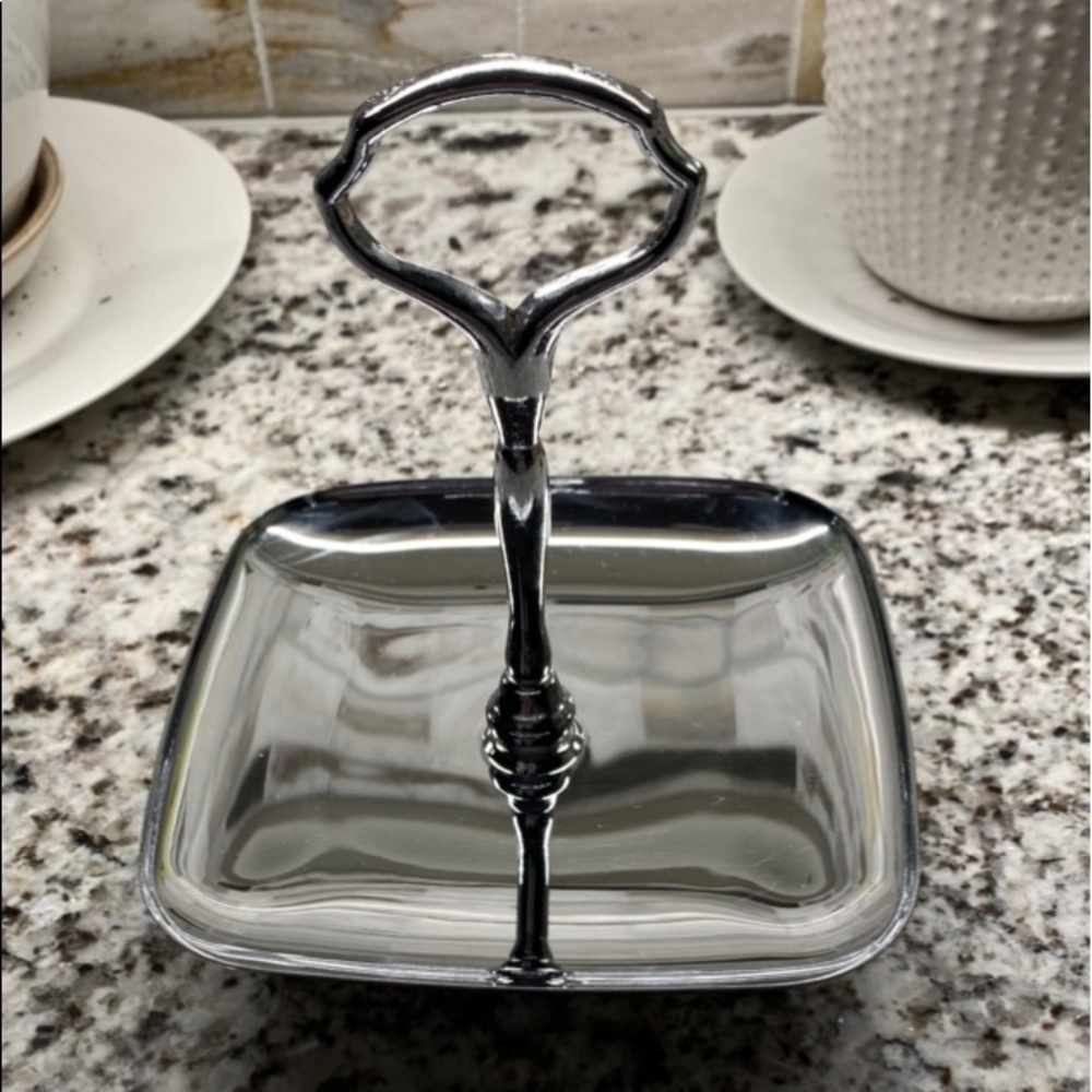 1 tier small silver tray, Perfect for a jewelry /engagement ring holder or gift